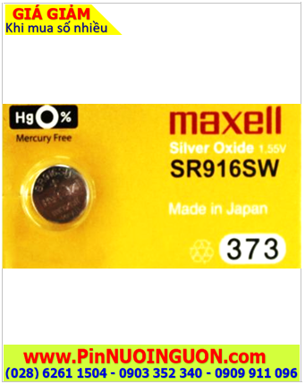 Maxell SR916SW _Pin 373; Pin đồng hồ đeo tay Maxell SR916SW 373 Silver Oxide 1.55v chính hãng _Xuất xứ NHẬT 